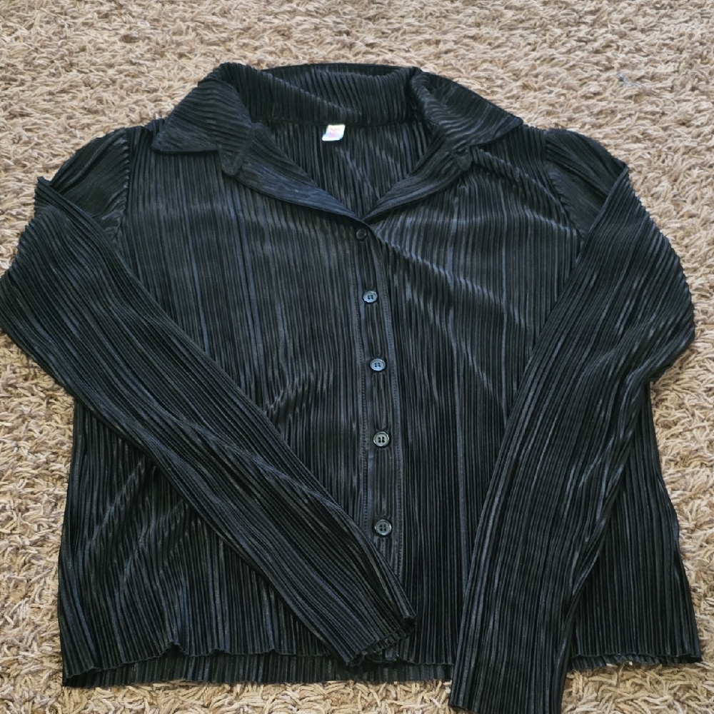 Black Pleated Women's Top
